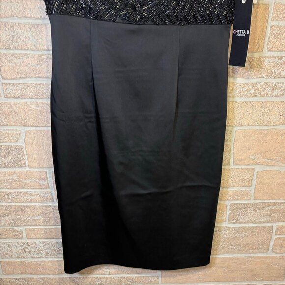 NWT Chetta B Evening Formal‎ Cocktail Holiday Dress Ivry Ruffles/Black  Size 4 - Picture 4 of 9